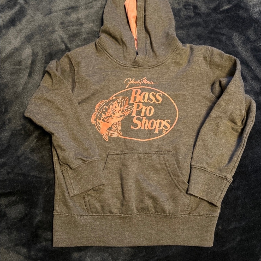 Kids Bass Pro Shops Gray Hoodie with Coral Pink Logo